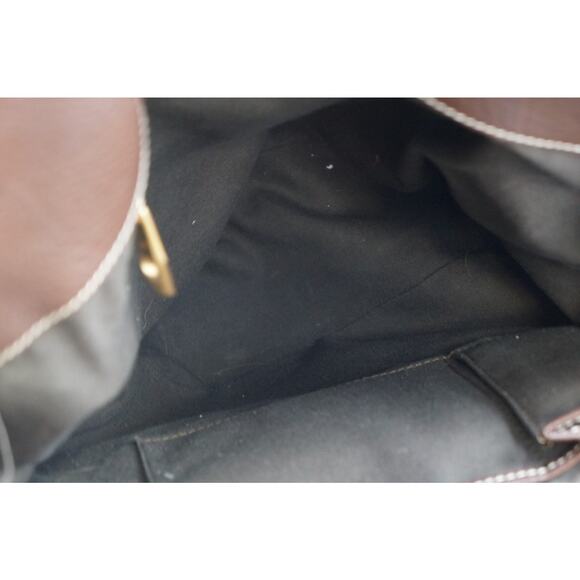 CELINE Vintage Shoulder Bag Brown Leather Gold Triomphe Fold over Handbag - Picture 10 of 13